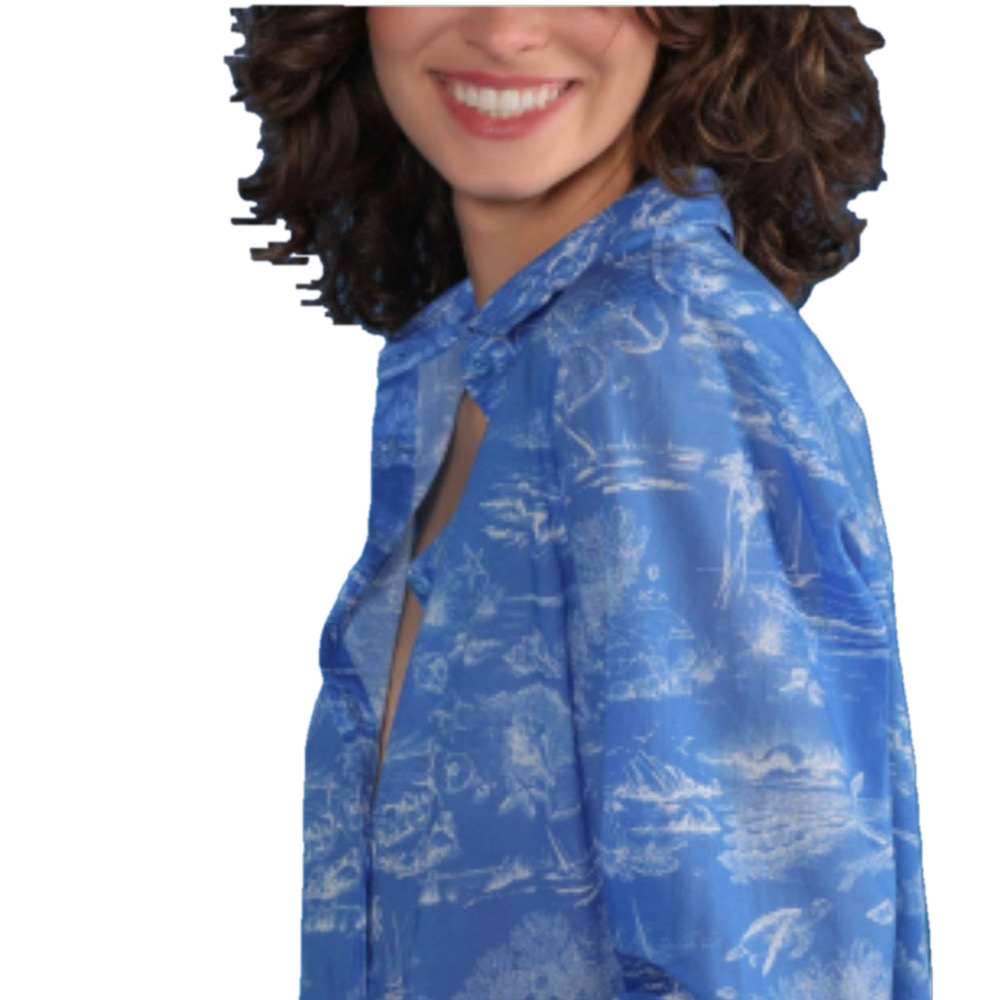 Long Tall Sally Women's Printed Collared Button Up Long Sleeve Blouse Sze Medium